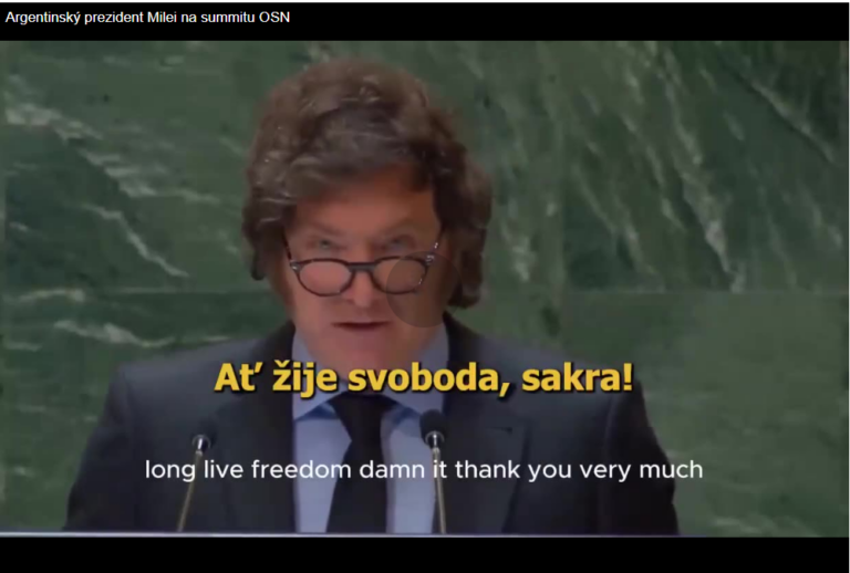 Milei, Argentina, prezident, Ať žije svoboda, sakra!, OSN